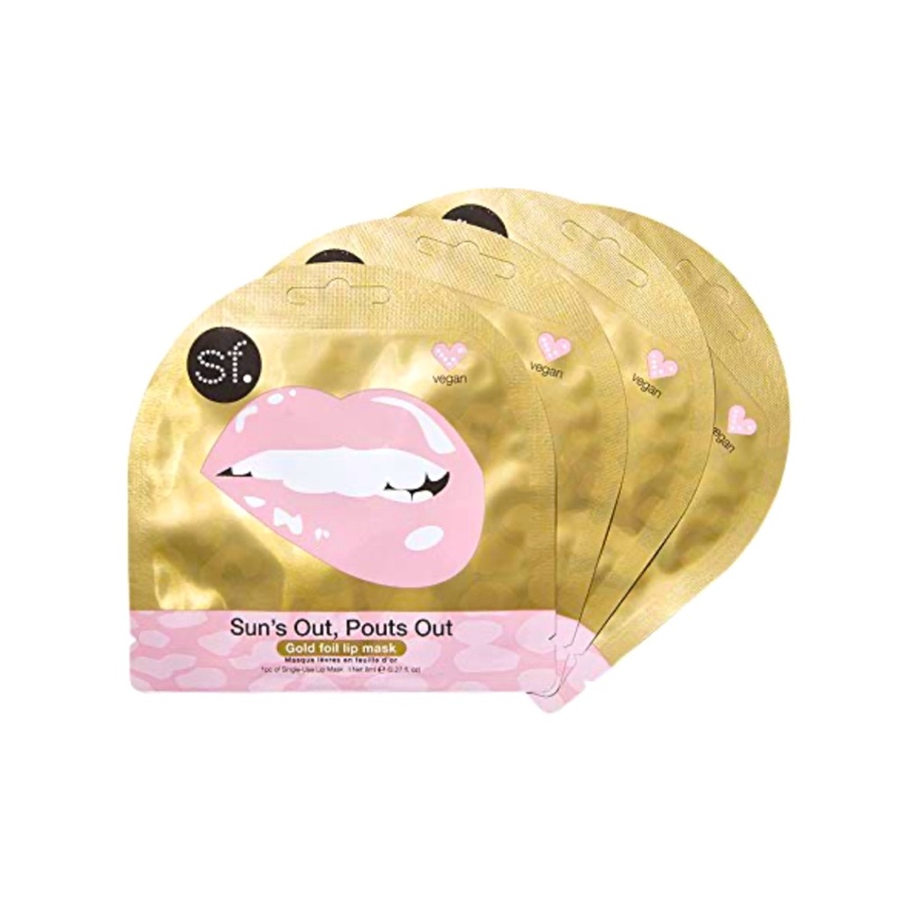 NWT SF Glow Sun's Out, Pouts Out Vegan Gold Foil Leopard Print Lip Masks 4-Pack
